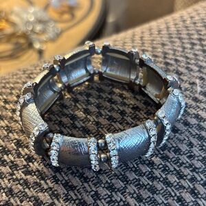 Silver and Rhinestone Stretch Bracelet